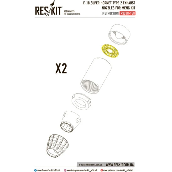 Reskit RSU48-0150 - 1/48 F-18 SUPER HORNET Type 2 exhaust nozzles for MENG Kit