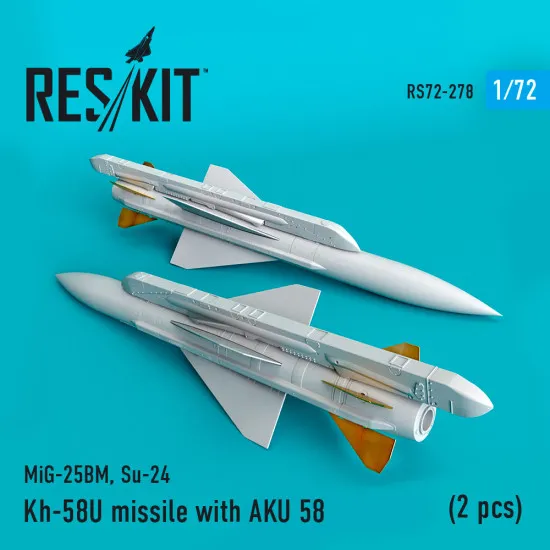 Reskit RS72-0278 - 1/72 Kh-58U missile with AKU 58 (2 pcs) (MiG-25BM, Su-24)