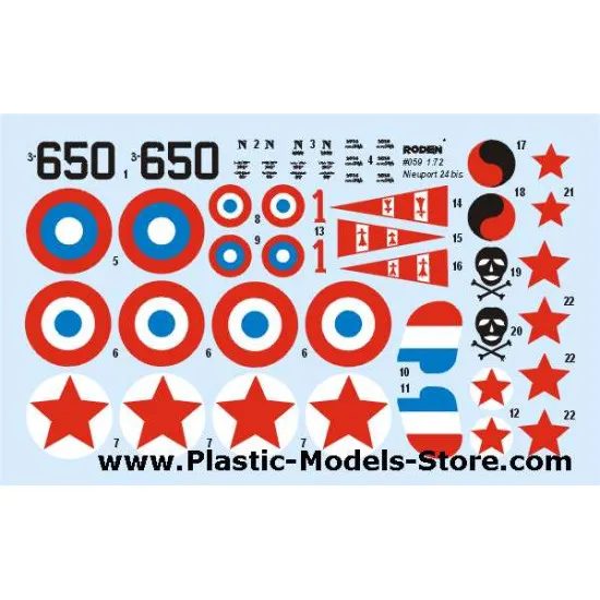 Nieuport 24 BIS French biplane WWI 1/72 Roden 059
