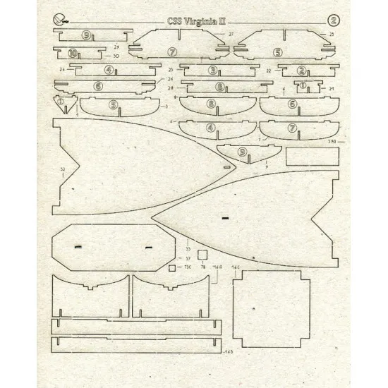 Laser Cutting Orel 325/2 for Battleship Virginia II, 1/200 scale, Navy, CSA 1864