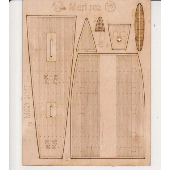 Wooden veneer decks Orel 306/3 for Caracca Mary Rose, 1/200 Navy, England 1511