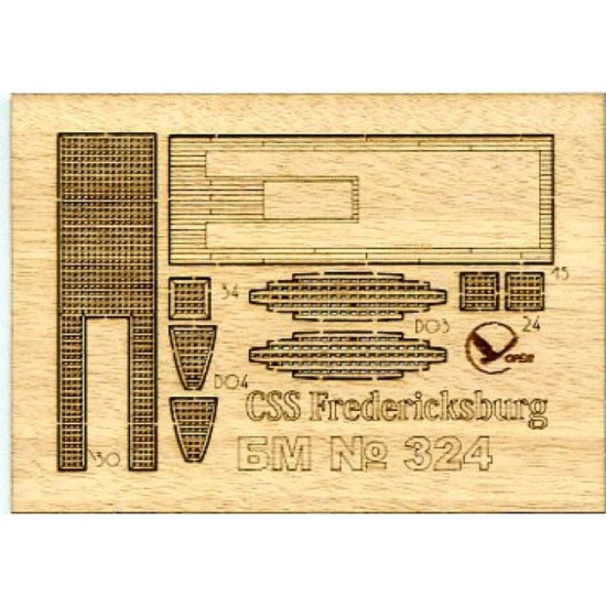 Wooden veneer decks Orel 324/3 for Fredericksburg, 1/200 Navy CS America 1864