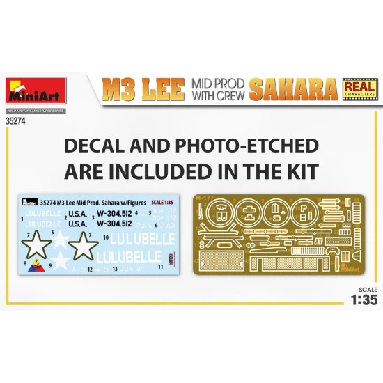 Miniart 35274 - 1/35 M3 LEE MID PROD. SAHARA w/CREW scale model Plastic Kit