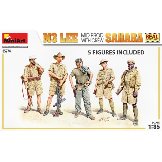 Miniart 35274 - 1/35 M3 LEE MID PROD. SAHARA w/CREW scale model Plastic Kit