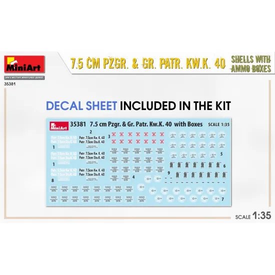 Miniart 35381 - 1/35 7.5 CM PZGR. & GR. PATR. KW.K. 40 SHELLS WITH AMMO BOXES