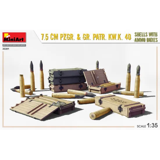 Miniart 35381 - 1/35 7.5 CM PZGR. & GR. PATR. KW.K. 40 SHELLS WITH AMMO BOXES