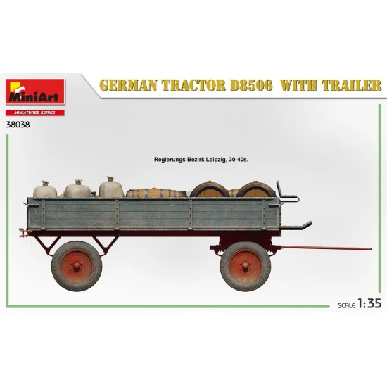 Miniart 38038 - 1/35 German tractor D8506 with trailer scale plastic model kit