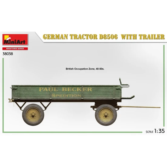 Miniart 38038 - 1/35 German tractor D8506 with trailer scale plastic model kit