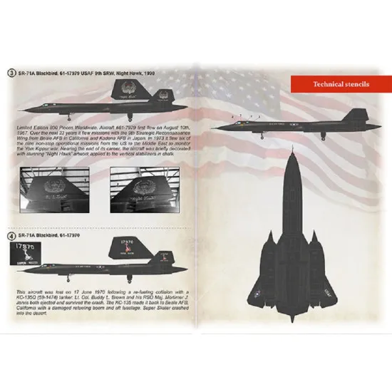 Print Scale 72-435 - 1/72 Lockheed SR-71 Part-1, Decals for aircraft