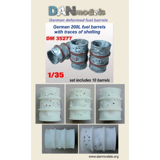 Dan Models 35277 - 1/35 German 200L fuel barrels with traces of shelling