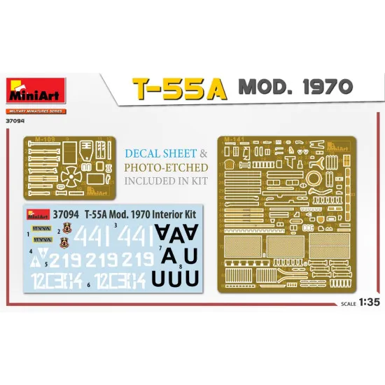 Miniart 37094 - 1/35 T-55A MOD. 1970 INTERIOR KIT, scale plastic model kit