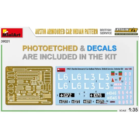 Us Stock Miniart 39021 - 1/35 Austin Armoured Car Indian Pattern. British Service. Interior