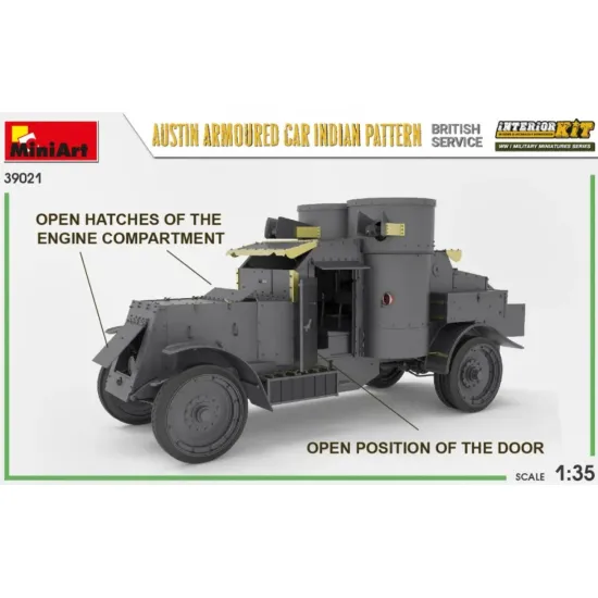 Us Stock Miniart 39021 - 1/35 Austin Armoured Car Indian Pattern. British Service. Interior