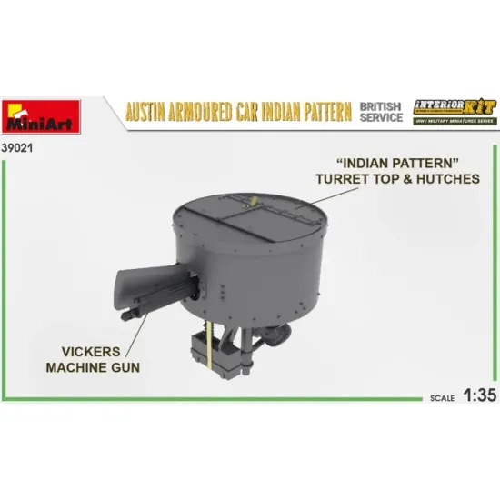 Us Stock Miniart 39021 - 1/35 Austin Armoured Car Indian Pattern. British Service. Interior