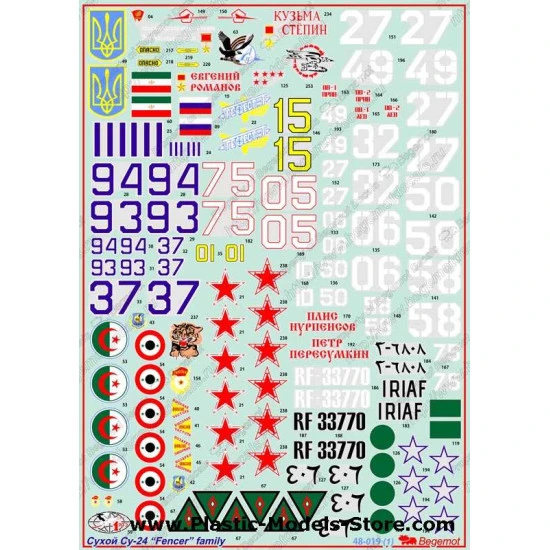 Sukhoi Su-24 Fencer family decals 1/48 BEGEMOT 48019
