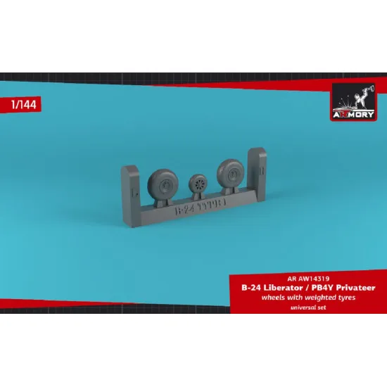 Armory AW14319 - 1/144 B-24 Liberator / PB4Y Privateer wheels w/ weighted tires