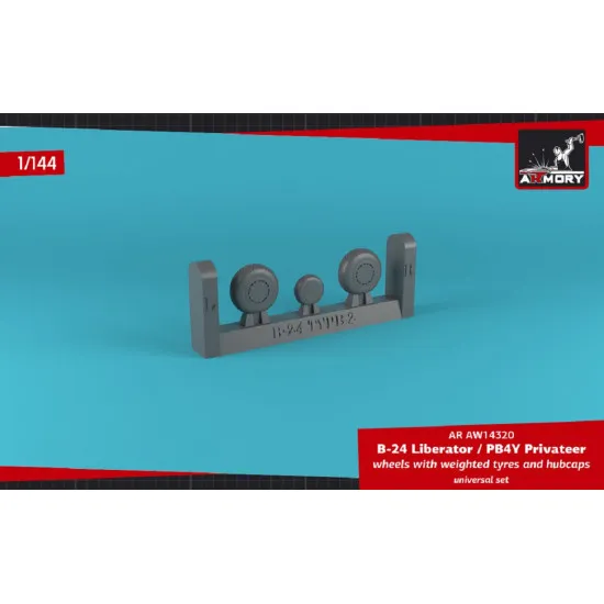 Armory AW14320 - 1/144 B-24 Liberator / PB4Y Privateer wheels w/ weighted tires