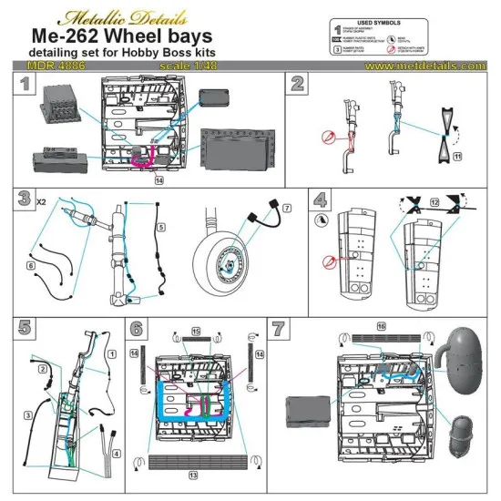 Metallic Details MDR4886 - 1/48 Me 262. Wheel bays (for HobbyBoss model kit)