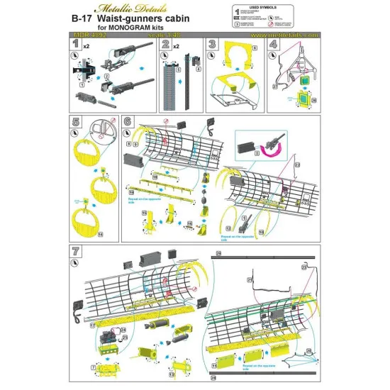 Metallic Details MDR4892 - 1/48 B-17. Waist-gunners cabin (Monogram) scale kit