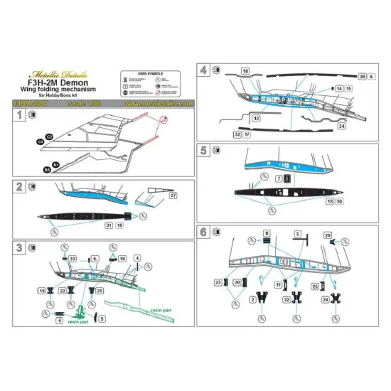 Metallic Details MDR4897 - 1/48 F3H-2M Demon. Wing folding mechanism (HobbyBoss)