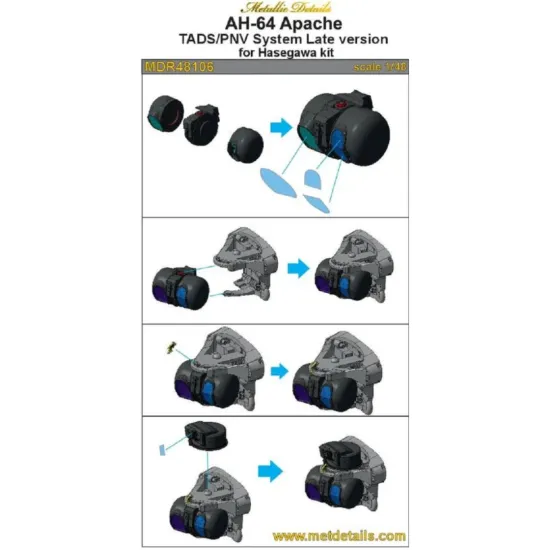 Us Stock Metallic Details Mdr48106 - 1/48 Ah-64 Apache. Tads/Pnv System Late Version