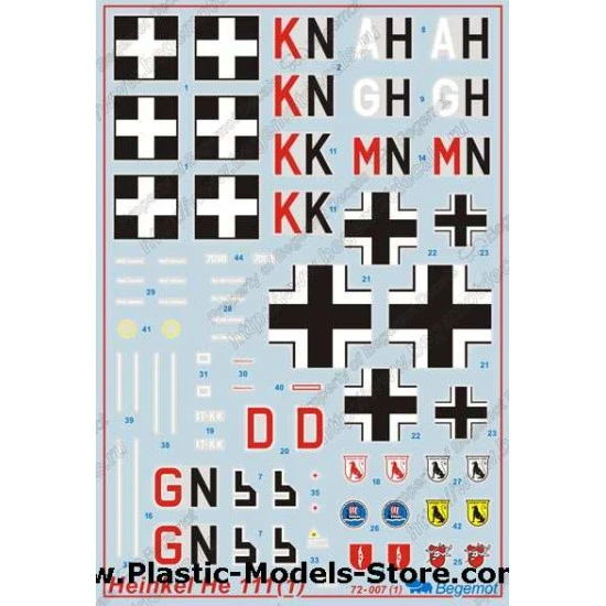 Heinkel He-111 part 1 decals 1/72 BEGEMOT 72007