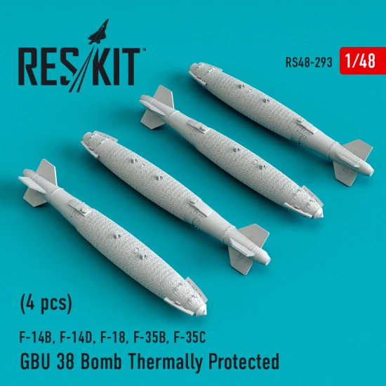 Reskit RS48-0293 - 1/48 GBU 38 Bomb Thermally Protected (4 pcs), scale model kit