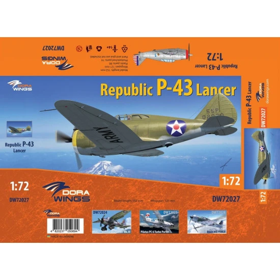 Dora Wings 72027 - 1/72 scale Republic P-43 Lancer model kit aircraft