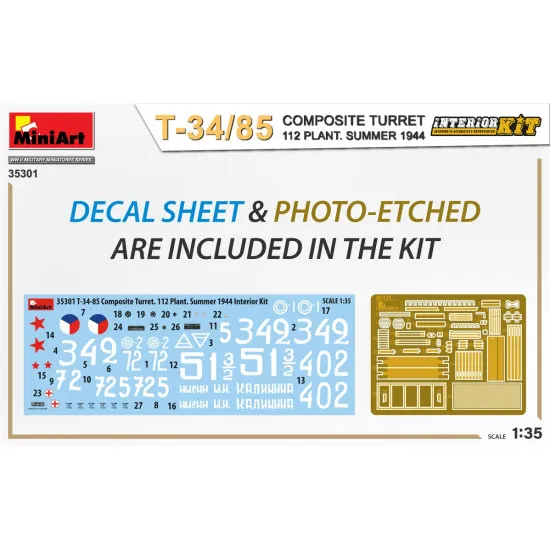 Miniart 35301 - 1/35 T-34/85 COMPOSITE TURRET. 112 PLANT. SUMMER 1944 INTERIOR