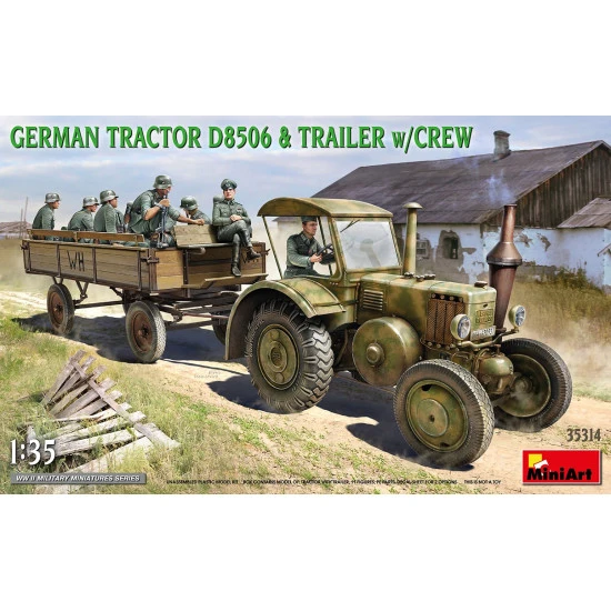 Miniart 35314 - 1/35 GERMAN TRACTOR D8506 & TRAILER w/CREW, SCALE MODEL KIT