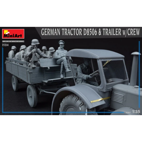 Miniart 35314 - 1/35 GERMAN TRACTOR D8506 & TRAILER w/CREW, SCALE MODEL KIT