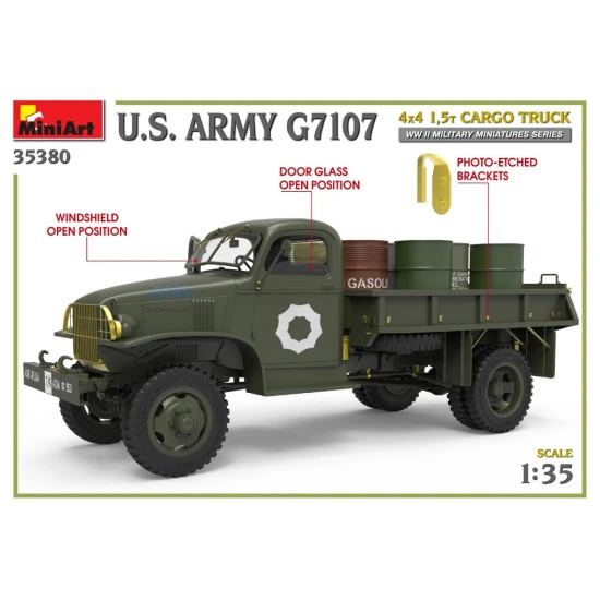 Miniart 35380 - 1/35 U.S. ARMY G7107 4X4 1,5t CARGO TRUCK, scale model kit