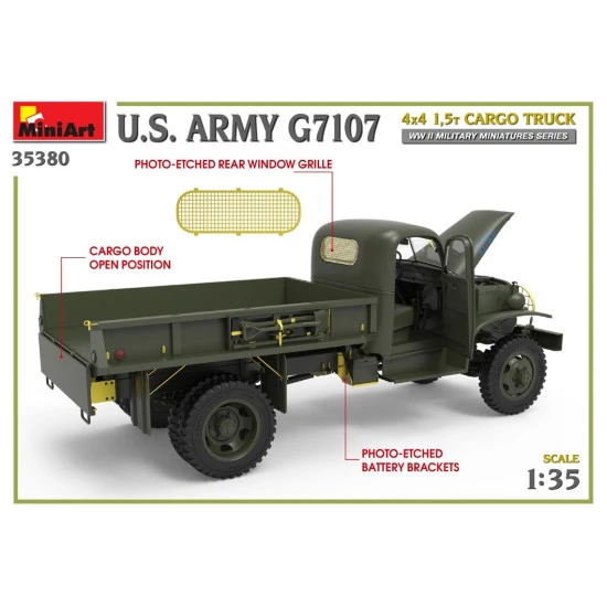 Miniart 35380 - 1/35 U.S. ARMY G7107 4X4 1,5t CARGO TRUCK, scale model kit