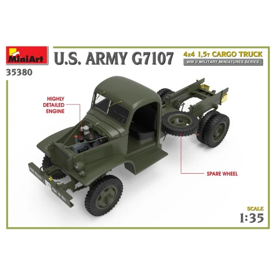 Miniart 35380 - 1/35 U.S. ARMY G7107 4X4 1,5t CARGO TRUCK, scale model kit