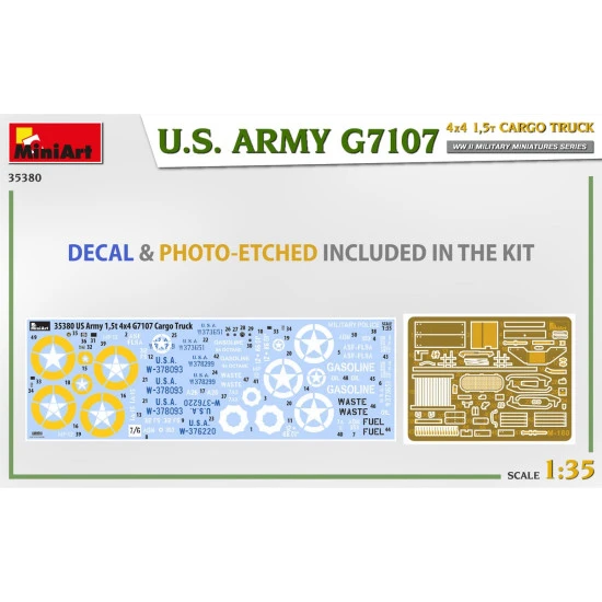 Miniart 35380 - 1/35 U.S. ARMY G7107 4X4 1,5t CARGO TRUCK, scale model kit