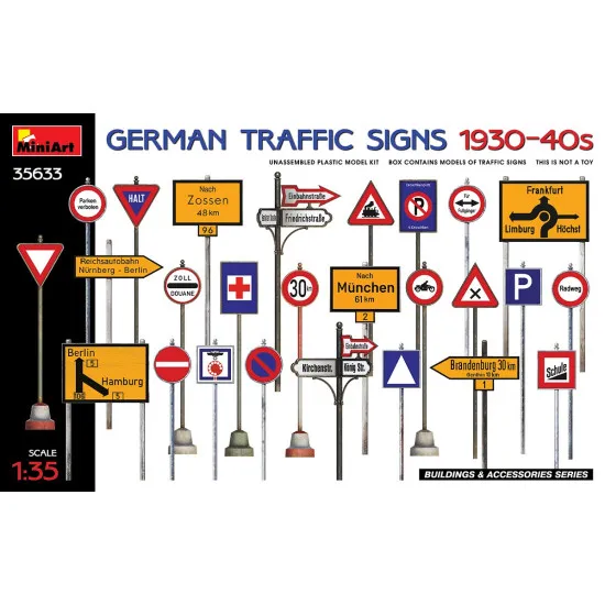 Miniart 35633 - 1/35 GERMAN TRAFFIC SIGNS 1930-40s, scale model kit