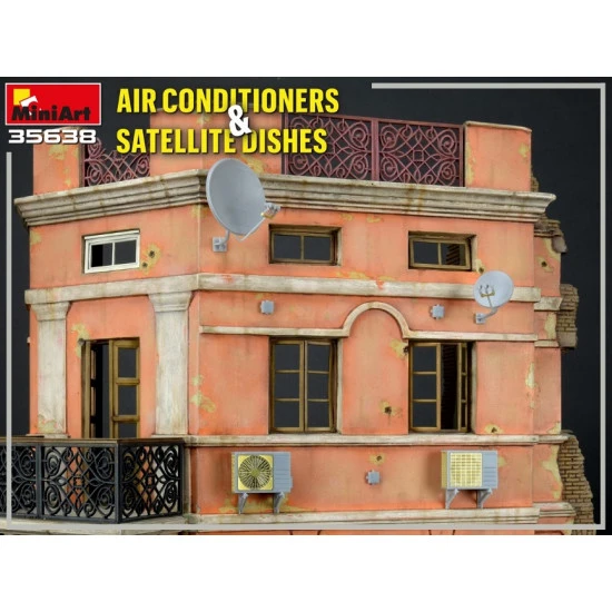 Miniart 35638 - 1/35 AIR CONDITIONERS & SATELLITE DISHES scale model kit