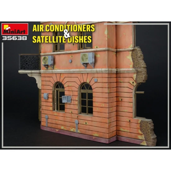 Miniart 35638 - 1/35 AIR CONDITIONERS & SATELLITE DISHES scale model kit