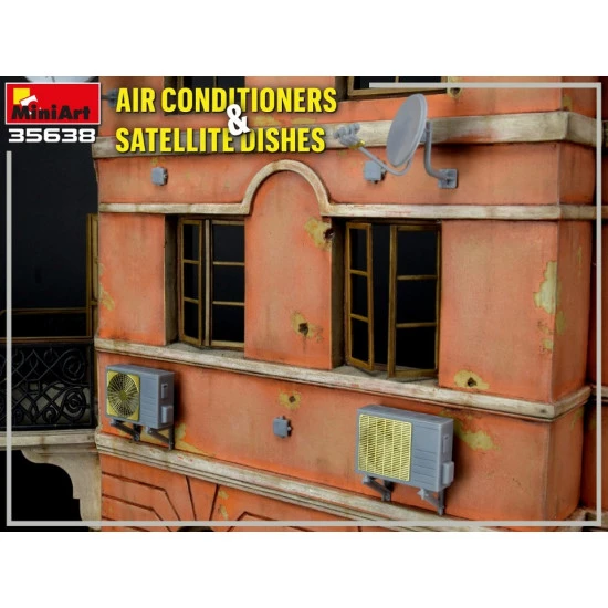 Miniart 35638 - 1/35 AIR CONDITIONERS & SATELLITE DISHES scale model kit
