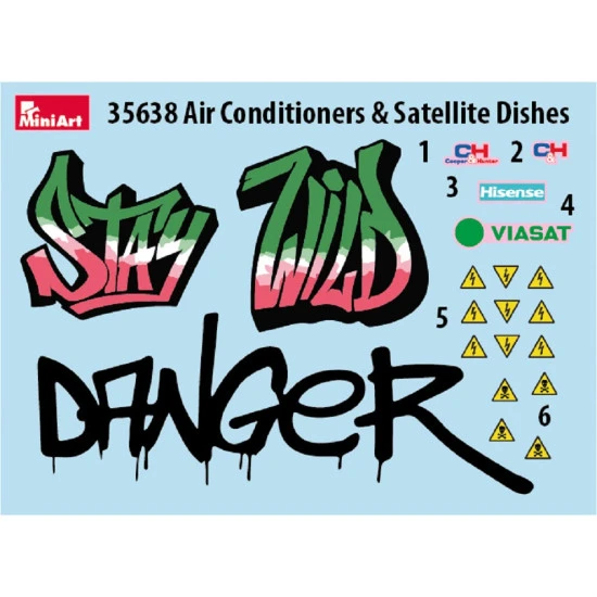 Miniart 35638 - 1/35 AIR CONDITIONERS & SATELLITE DISHES scale model kit