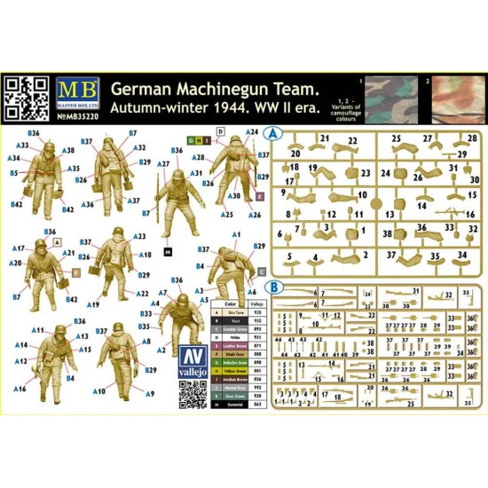 Master Box 35220 - 1/35 German Machinegun Team. Autumn-winter 1944. WW II era
