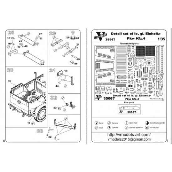 Vmodels 35067 - 1/35 Detail set of le. gl. Einheitz- Pkw Kfz-4, scale model kit