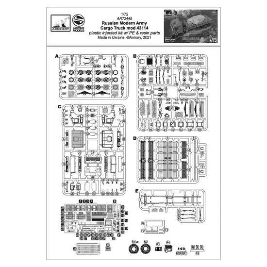 Armory AR72448-R 1/72 Rus Modern 6x6 Military Cargo Truck mod.43114, LIMITED