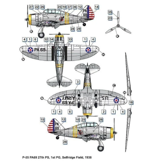 Dora Wings 48012 - 1/48 scale Seversky P-35 plastic model kit aircraft