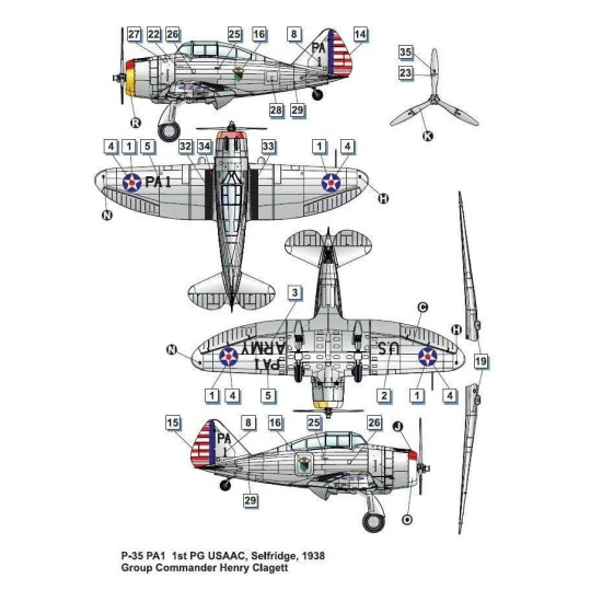 Dora Wings 48012 - 1/48 scale Seversky P-35 plastic model kit aircraft