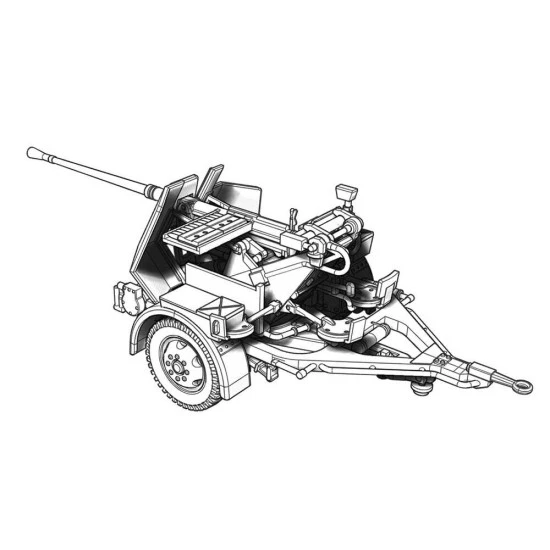 ACE 72570 - 1/72 - 3,7cm Flak 36 AA gun with Sd.Ah.52 trailer plastic model kit