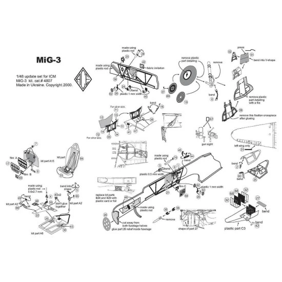 ACE pe4807 - 1/48 - MiG-3 interior with panel desk film (for 1/48 ICM model kit)