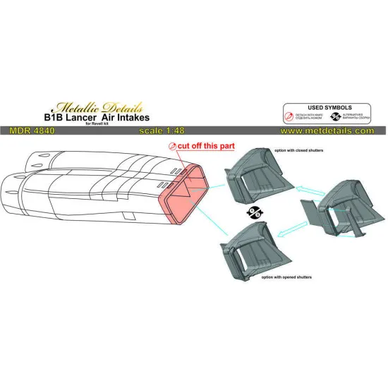 Metallic Details MDR4840 - 1/48 - MDR4840 B-1B Lancer. Air intakes