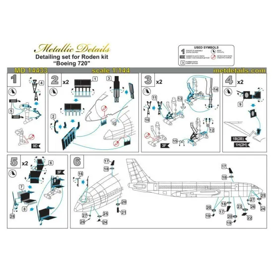 Metallic Details MD14433 - 1/144 - Detailing set for Roden kit Boeing 720