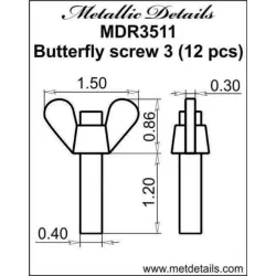Us Stock Metallic Details Mdr3511 - 1/35 - Butterfly Screw 3 Resin